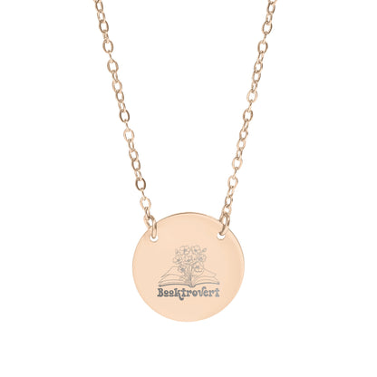 Introvert Flower Graphic Round Pendant Necklace