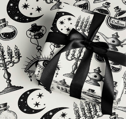 Black and White Wrapping Paper with Victorian Designs