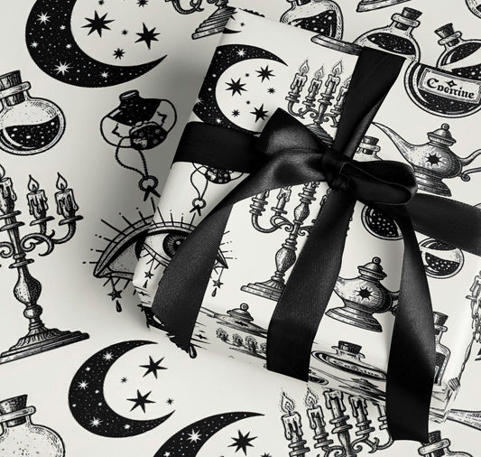 Black and White Wrapping Paper with Victorian Designs
