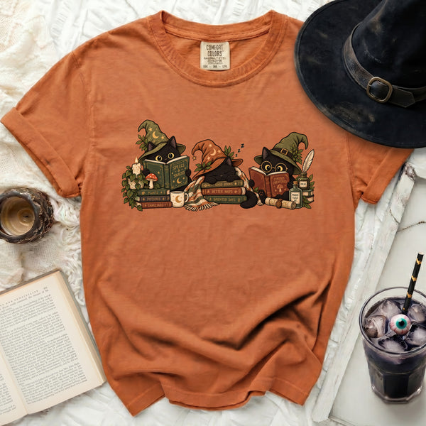 Cozy Witchy Cats Tee in Yam