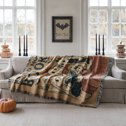 Ghostly Reads Blanket Woven Throw Blanket