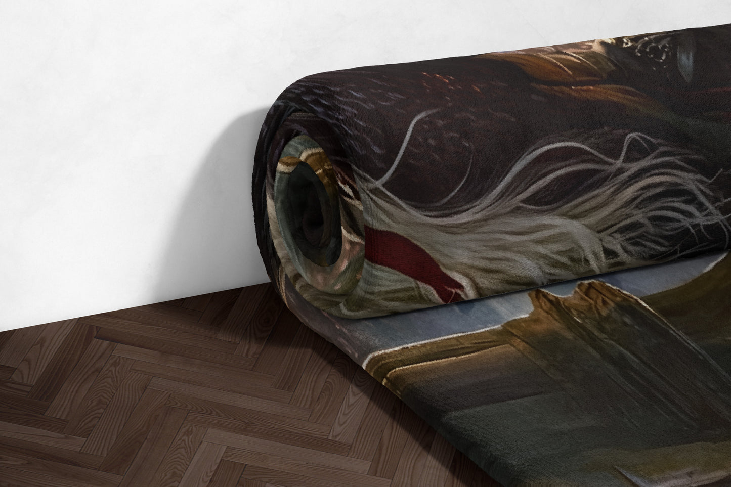 Artistic Tapestry Depicting Fantasy Landscape Rug