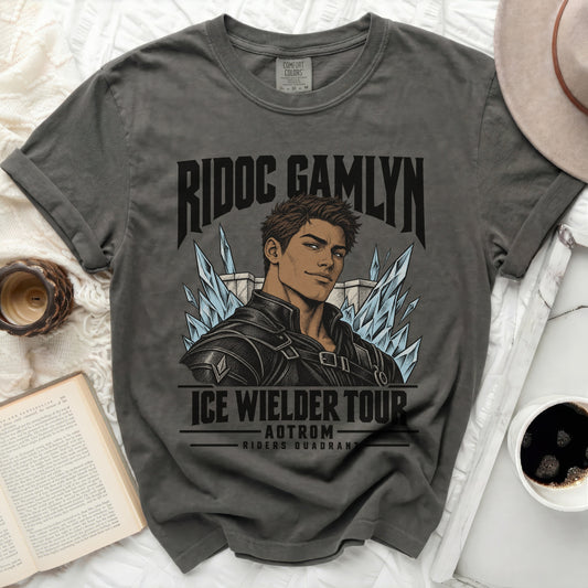 Ridoc Gamlyn Ice Wielder Tour Aotrom Riders Quadrant graphic t-shirt.