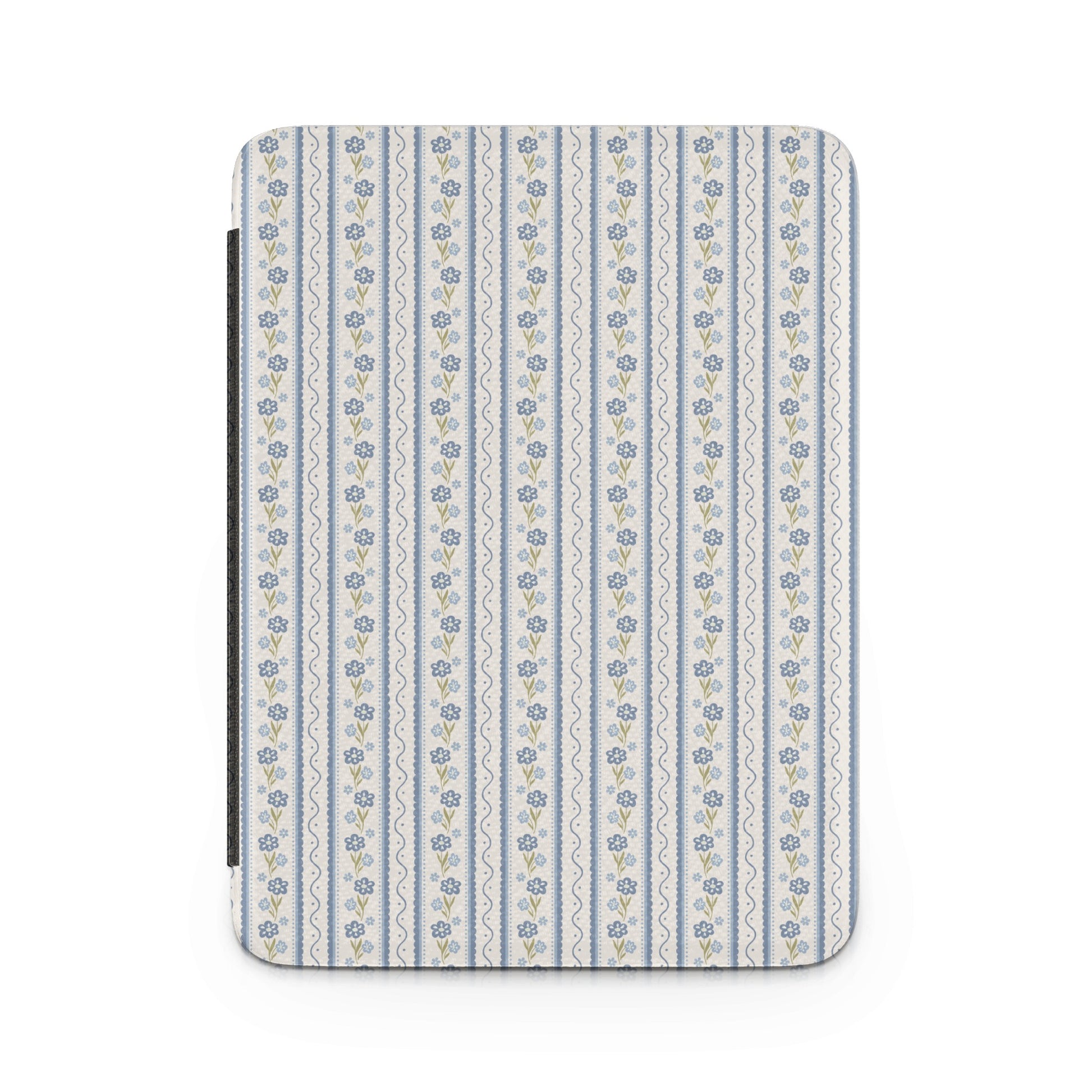 Vintage Blue Floral Striped Pattern iPad Cover