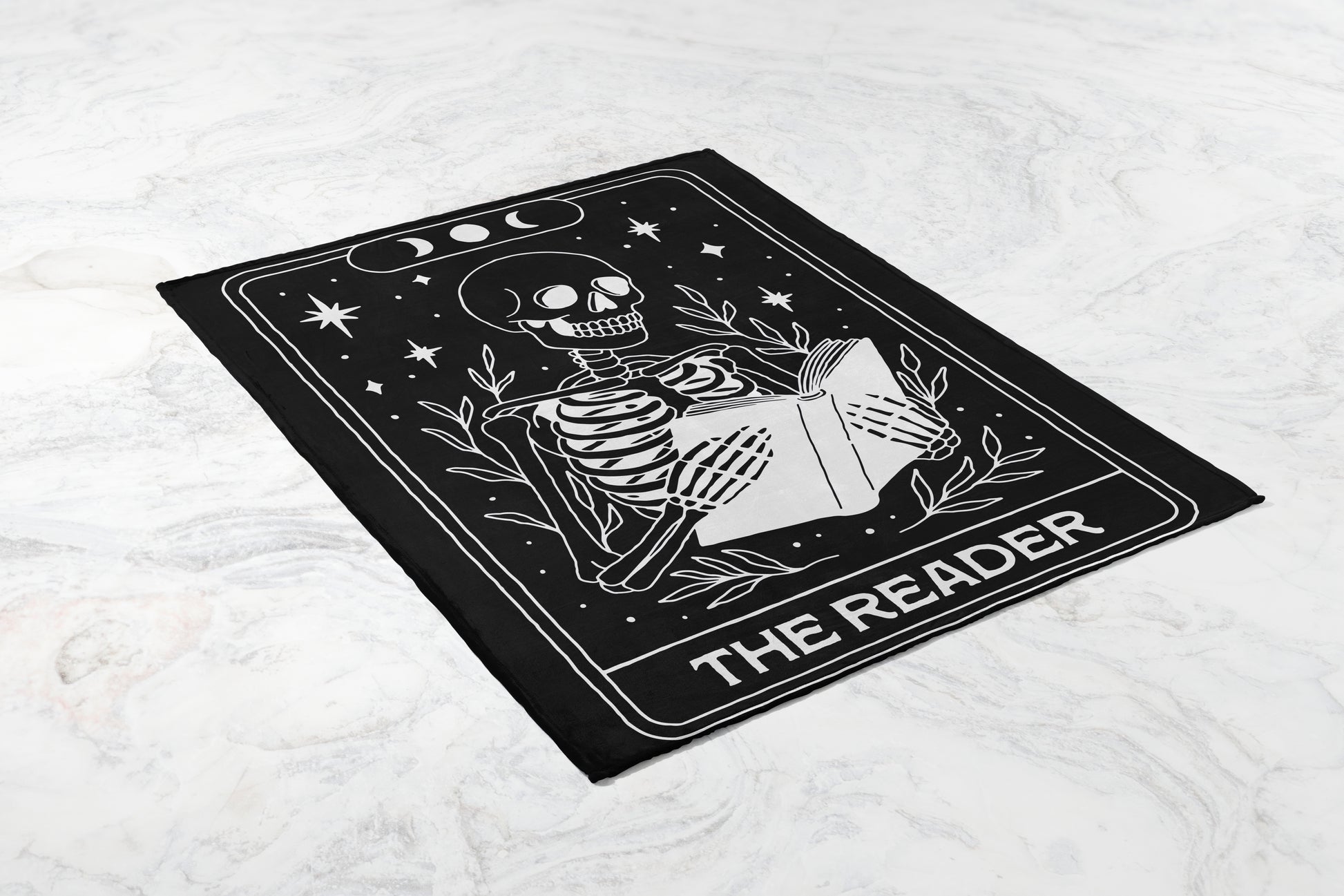 Skeleton Moon Stars The Reader Wall Art Poster