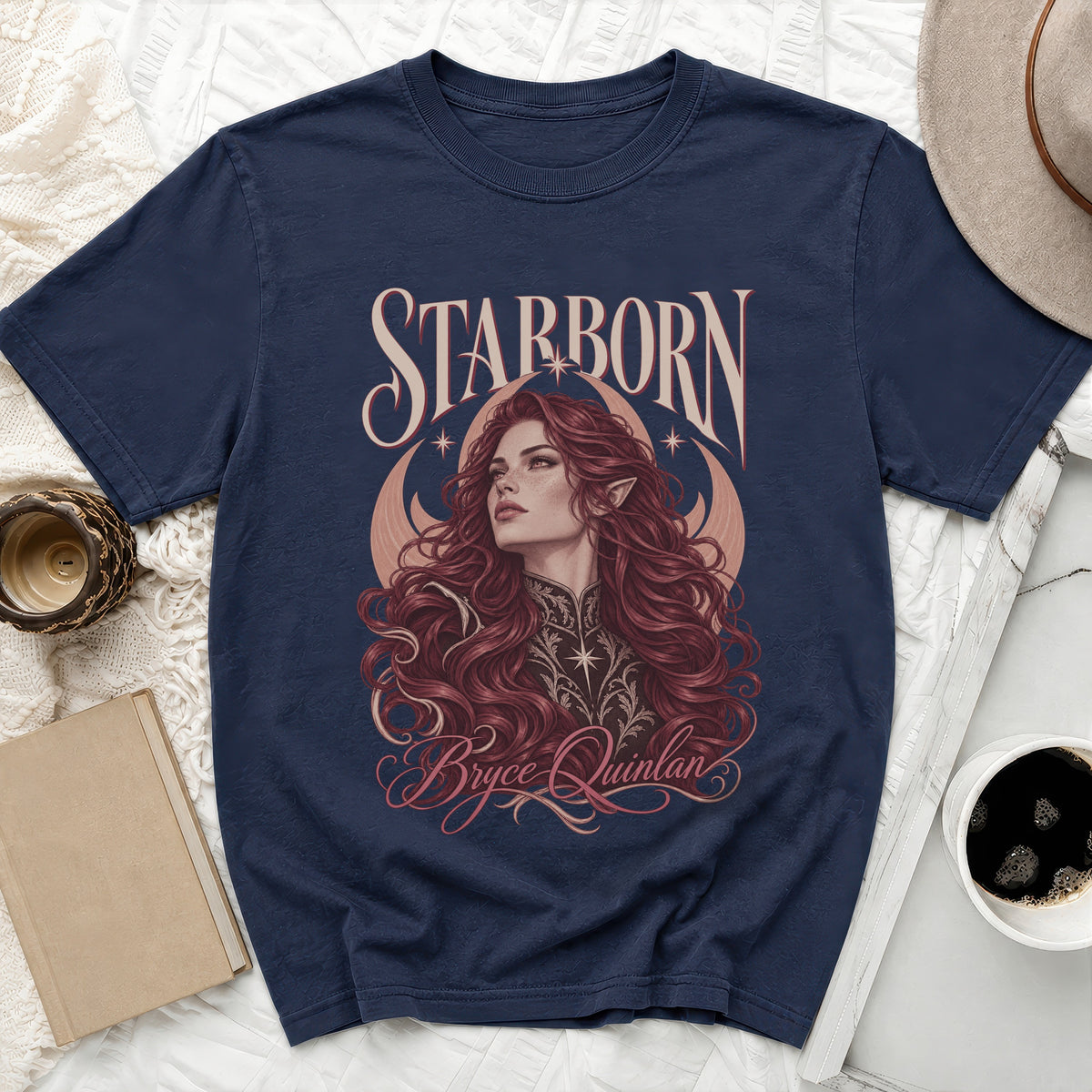 Navy t-shirt with "STARBORN Bryce Quinlan" text and fantasy art.