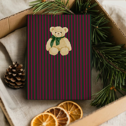 Holiday Themed Striped Bear Artwork Notebook