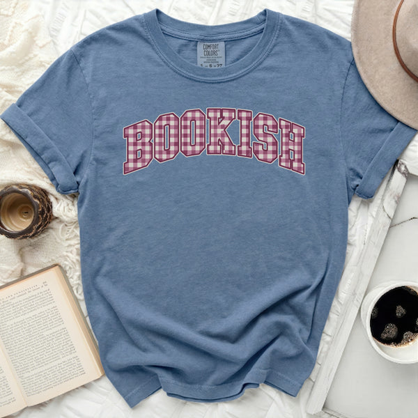 Gingham Bookish Tee in Blue Jean
