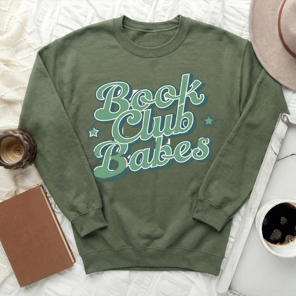Book Club Babes Sweatshirt in Military Green