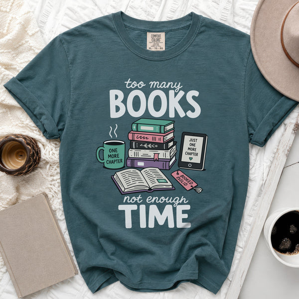 Too Many Books Tee in Blue Spruce