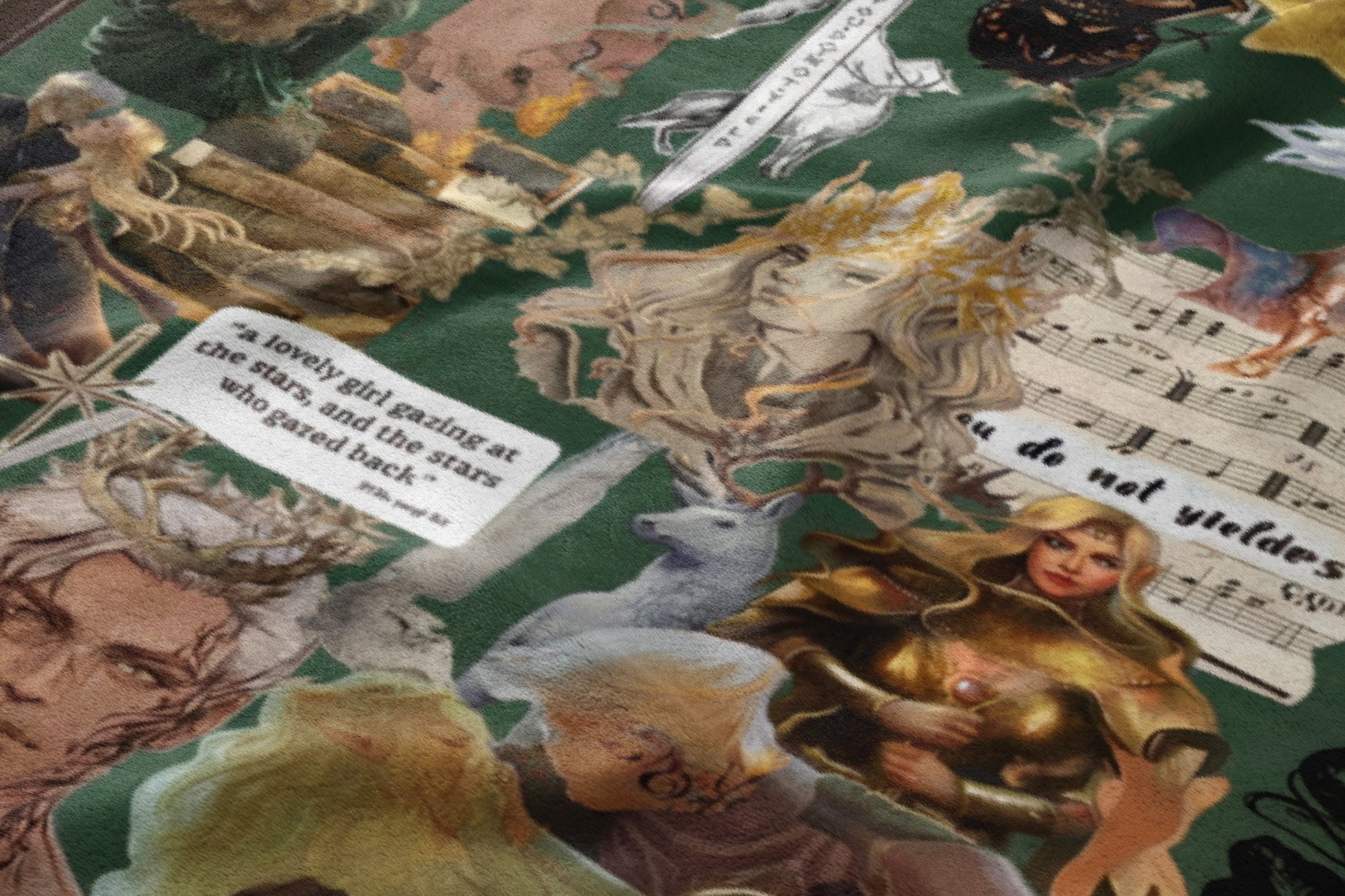 Enchanting Forest Fantasy with Music Illustrations Blanket