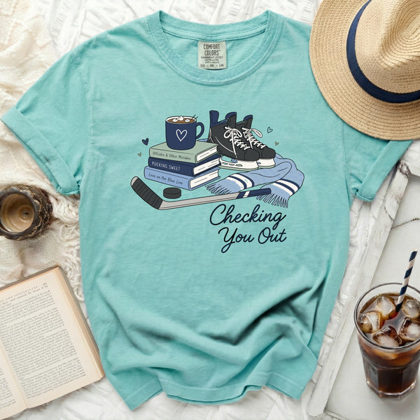 Checking You Out Hockey Fan Tee in Island Reef