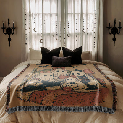 Ghostly Reads Blanket Woven Throw Blanket