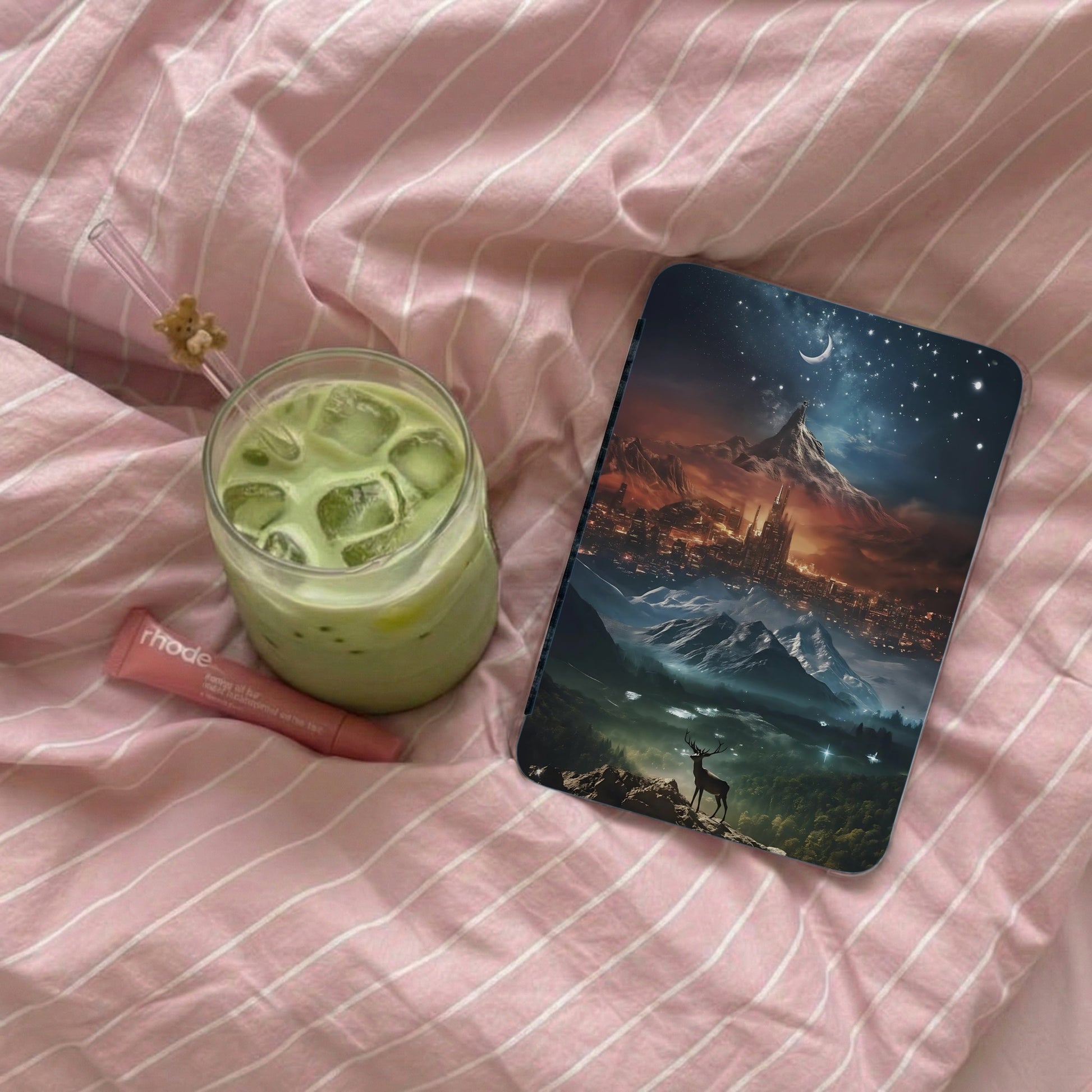 Magical Mountain City Night Sky Deer Fantasy product type