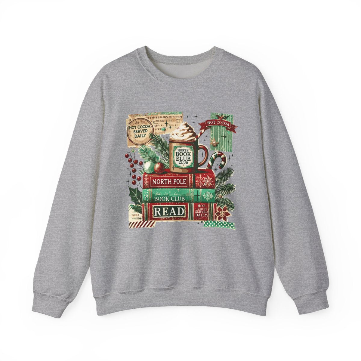 Festive Holiday Graphic Sweatshirt for Book Lovers