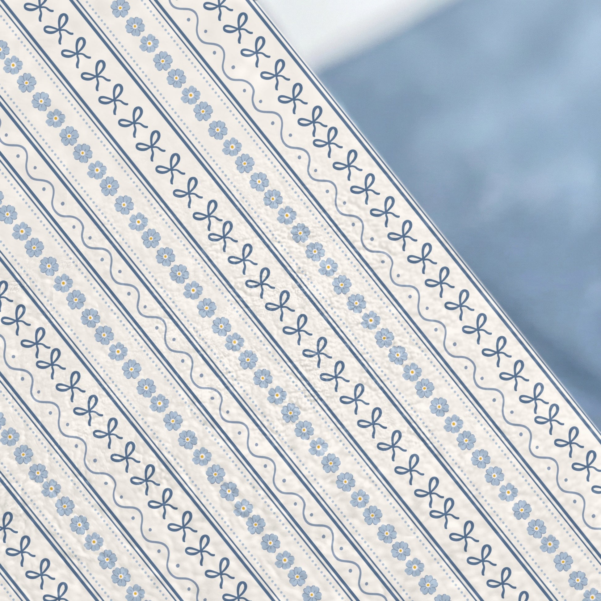 Blue Floral and Ribbon Pattern Striped Design product