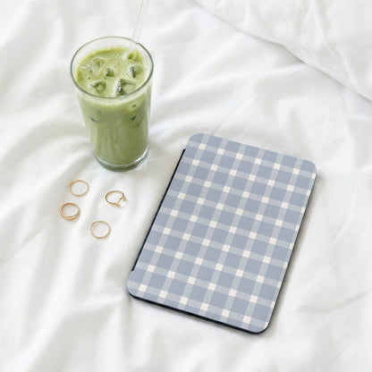 Blue and White Plaid Pattern iPad Case