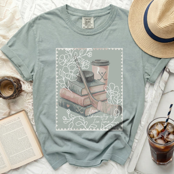 Love, Chemistry & Ice Time Tee in Bay