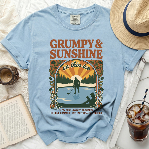 Grumpy & Sunshine Ice Rink Romance Tee in Chambray