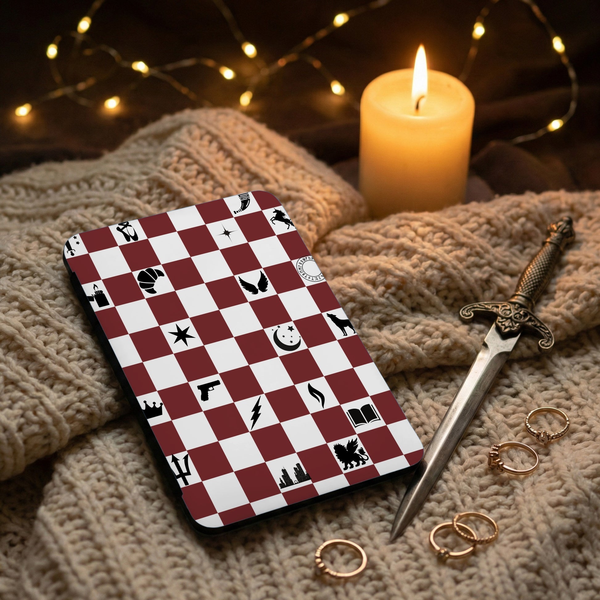 Maroon White Checkered Design Adventure Symbols Case product type