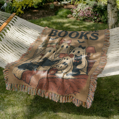 Ghostly Reads Blanket Woven Throw Blanket