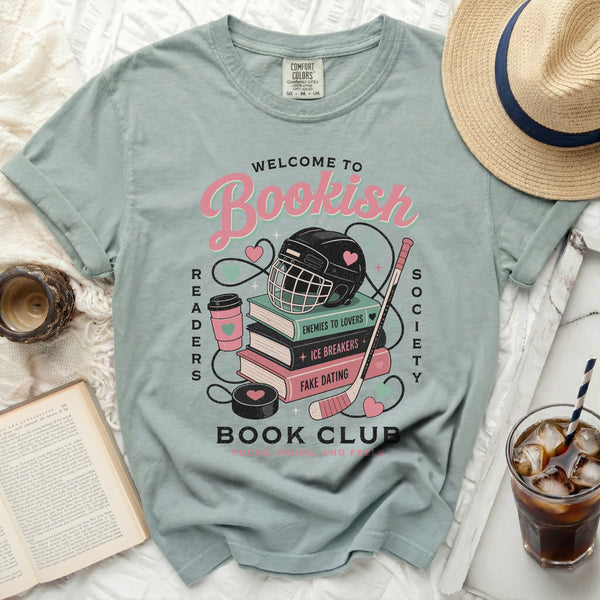 Bookish Hockey Romance Club Tee in Bay