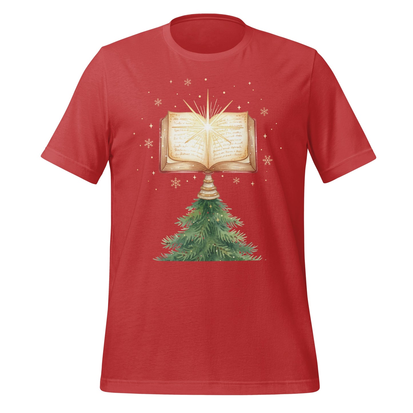 Festive Christmas Tree with Open Book Graphic Shirt