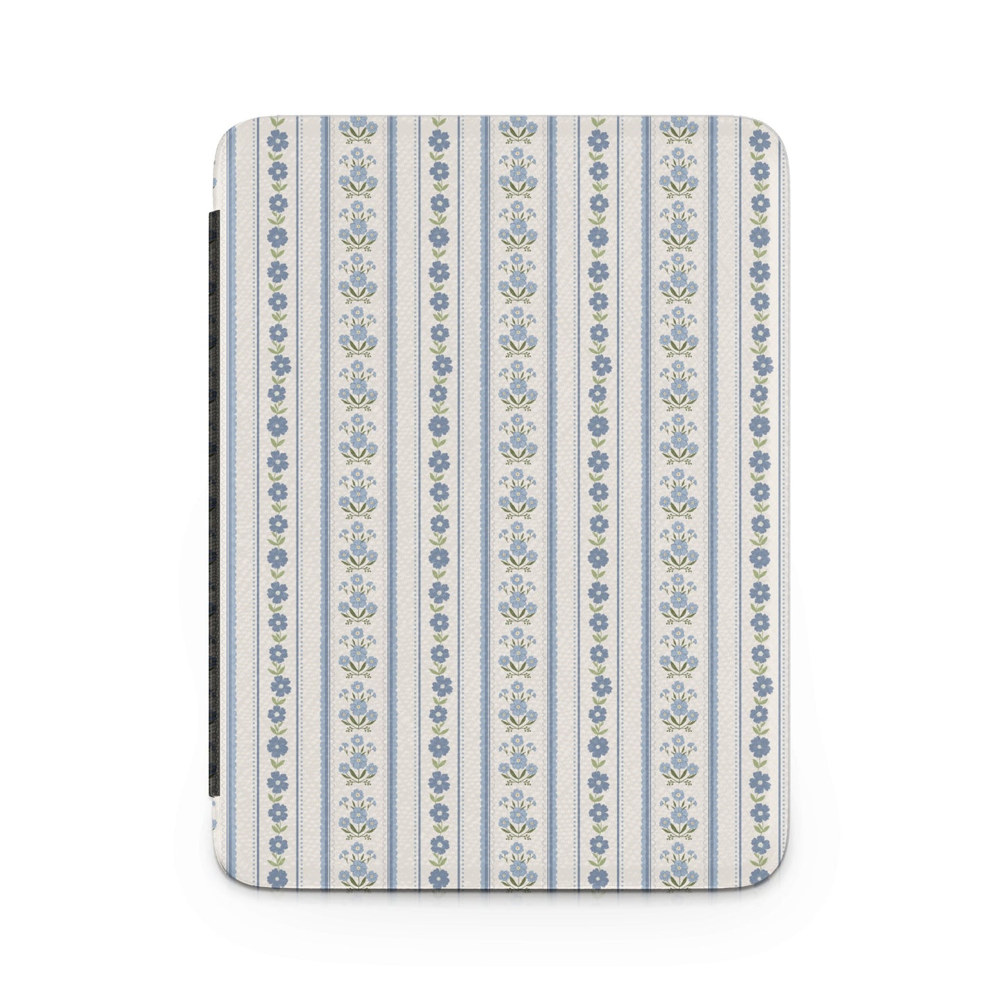 Elegant Blue and White Striped Floral Case Cover