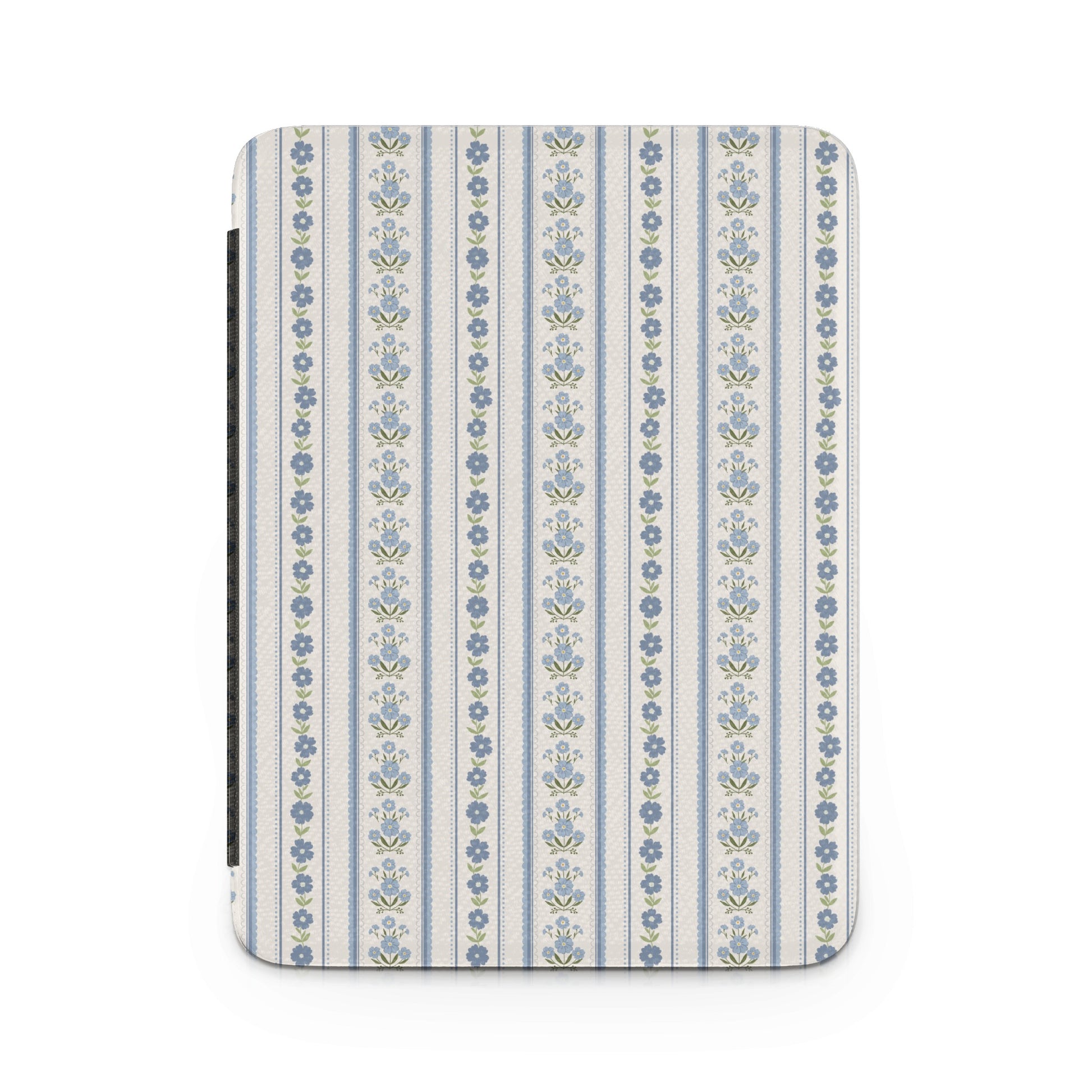 Elegant Blue and White Striped Floral Case Cover