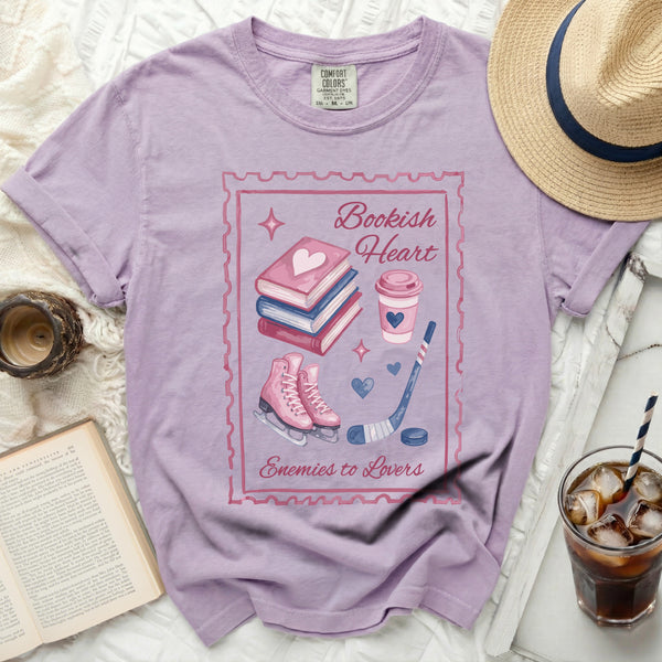 Bookish Heart Enemies to Lovers Tee in Orchid