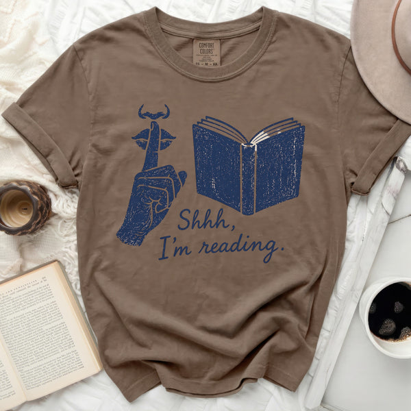 Shhh, I'm Reading Tee in Espresso