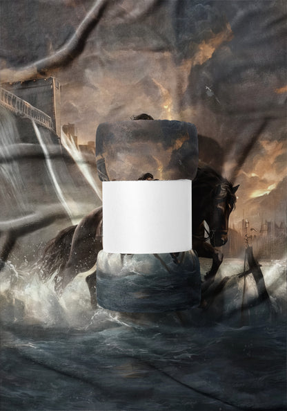 Detailed Knight on Horse Scene Cozy Blanket