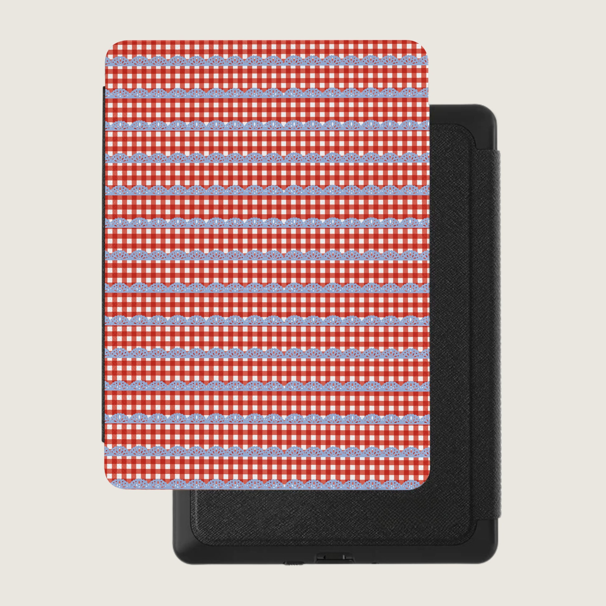 Bright Red and Blue Patterned Kindle Case Cover