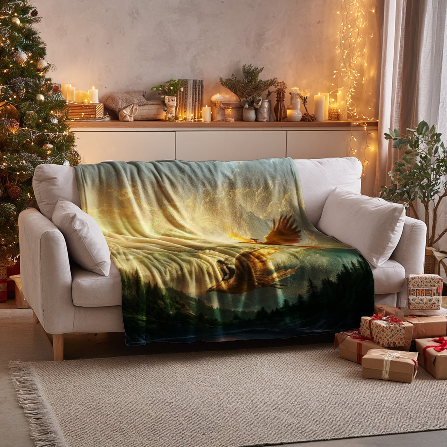 Magical Owl in Enchanted Forest Throw Blanket