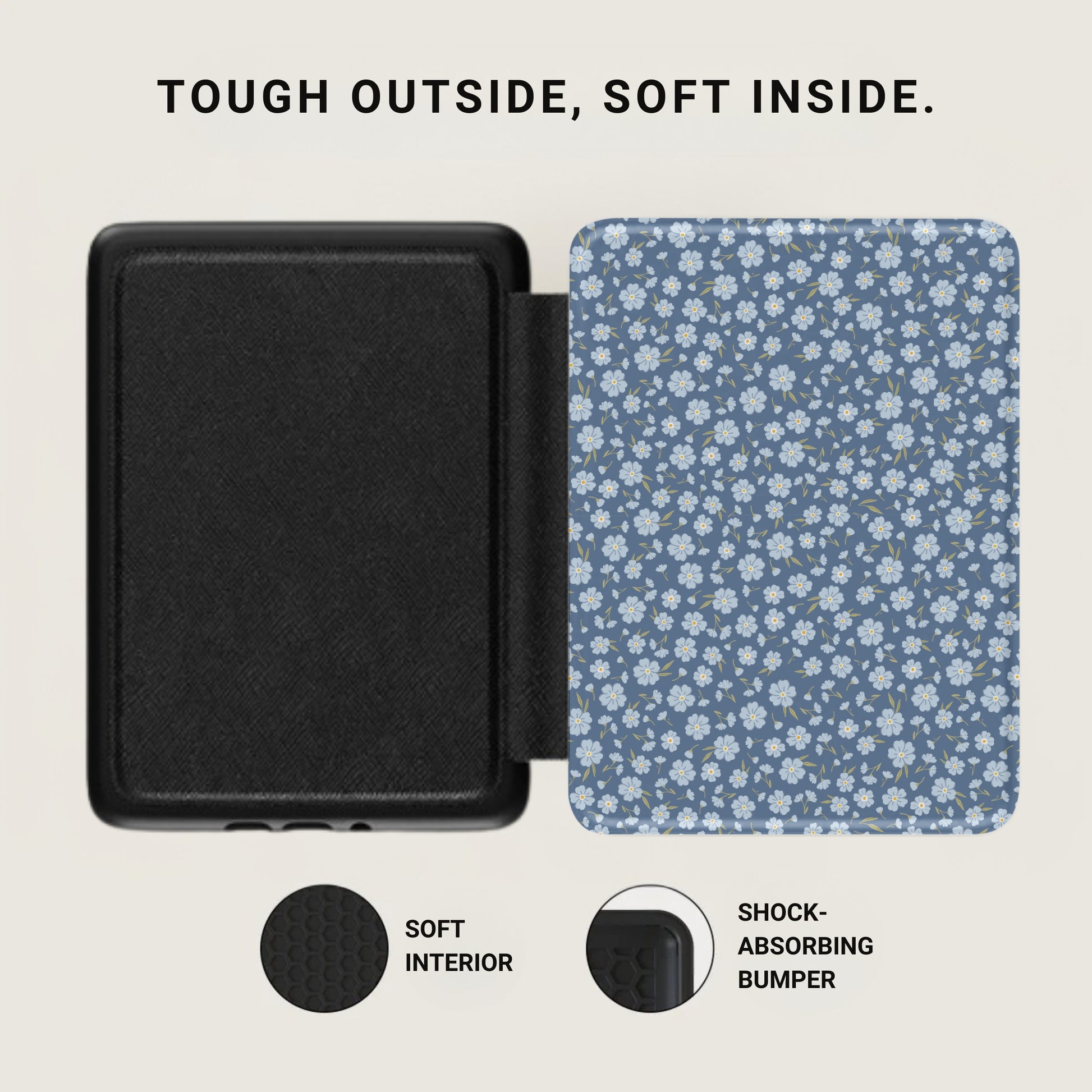 Tough Outside Soft Inside Blue Floral Phone Case