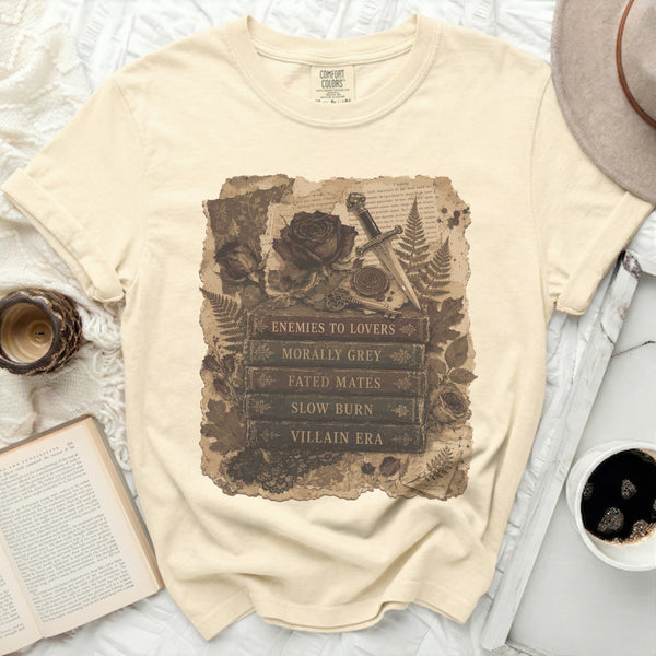 Dark Romance Tropes Tee in Ivory