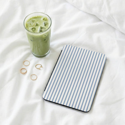 Blue Striped iPad Cover with Green Drink and Rings