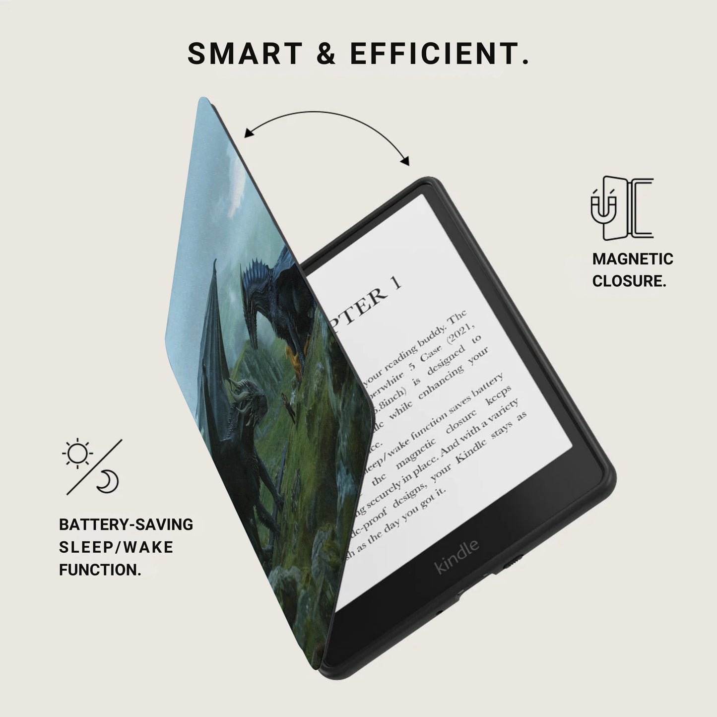 Kindle Case Dragon MAGNETIC CLOSURE SLEEP/WAKE product type