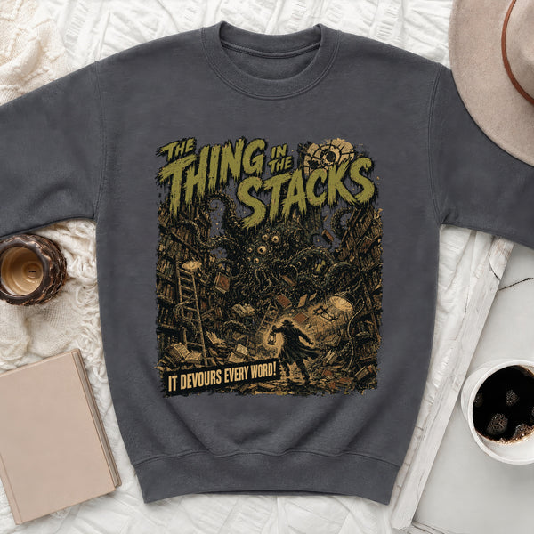 Thing In The Stacks Sweatshirt in Dark Heather