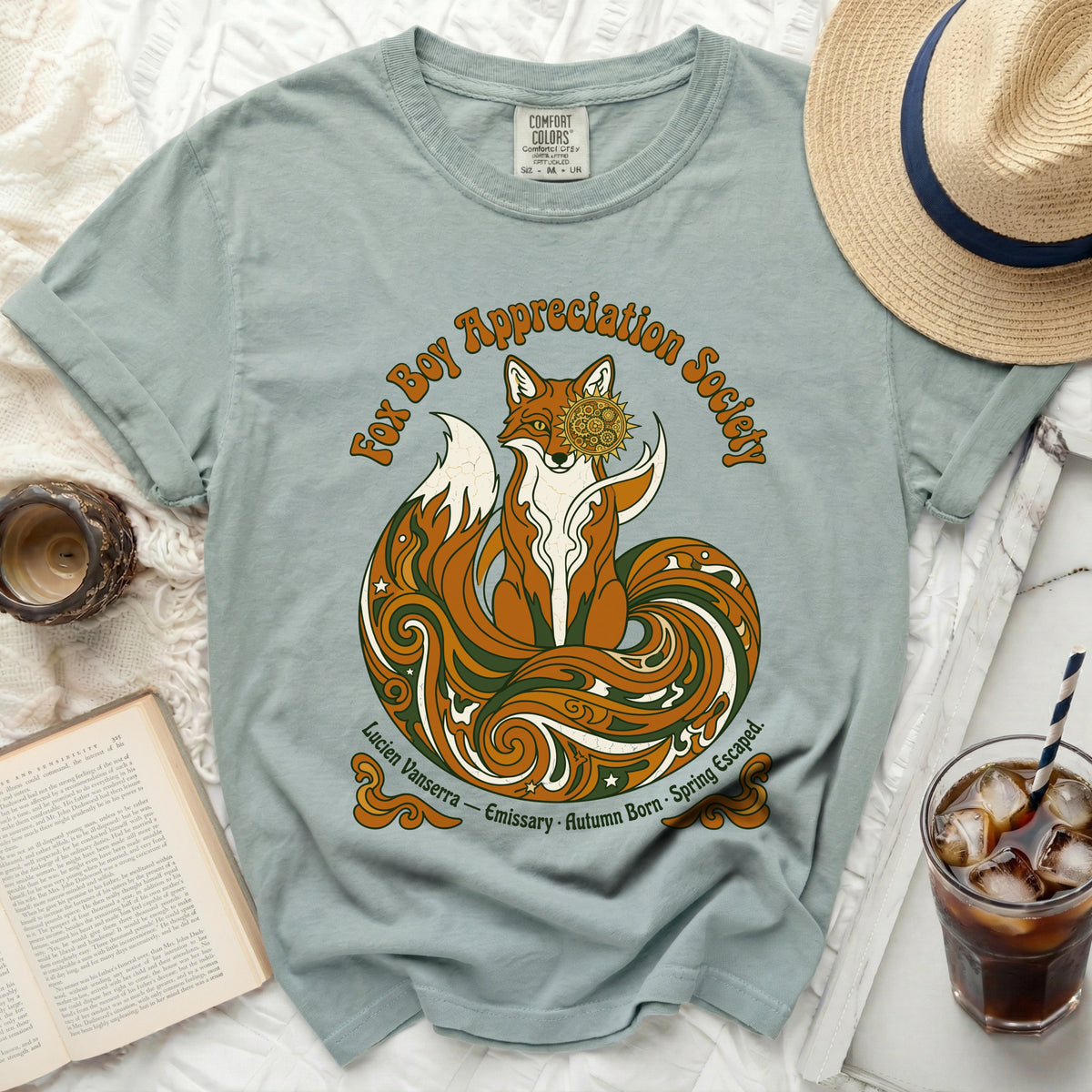 T-shirt with a brown fox and "Fox Boy Appreciation Society" text.