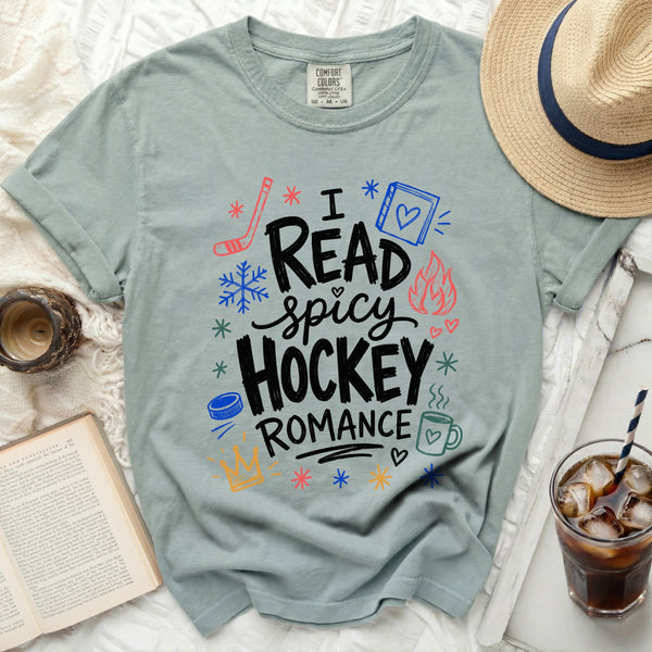 Spicy Hockey Romance Reader Tee in Bay