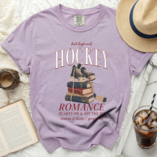 Book Boyfriends Hockey Romance Spicy Reads Tee in Orchid