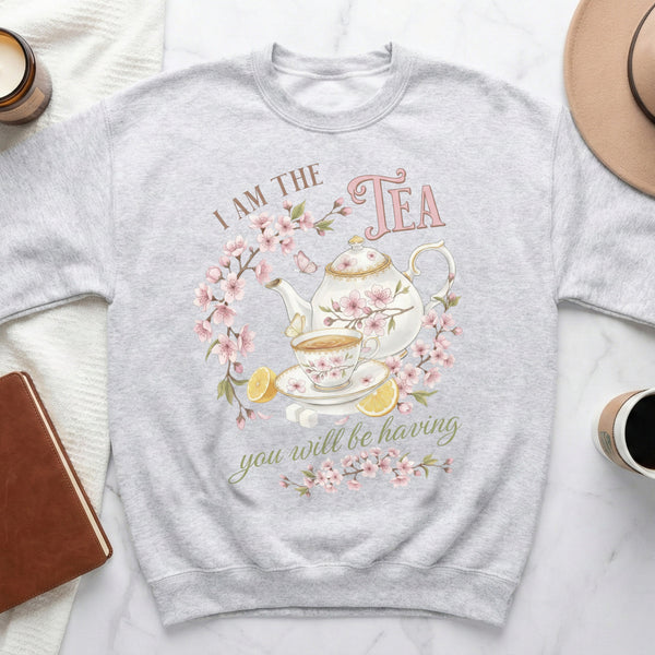I AM THE TEA Sweatshirt in Ash