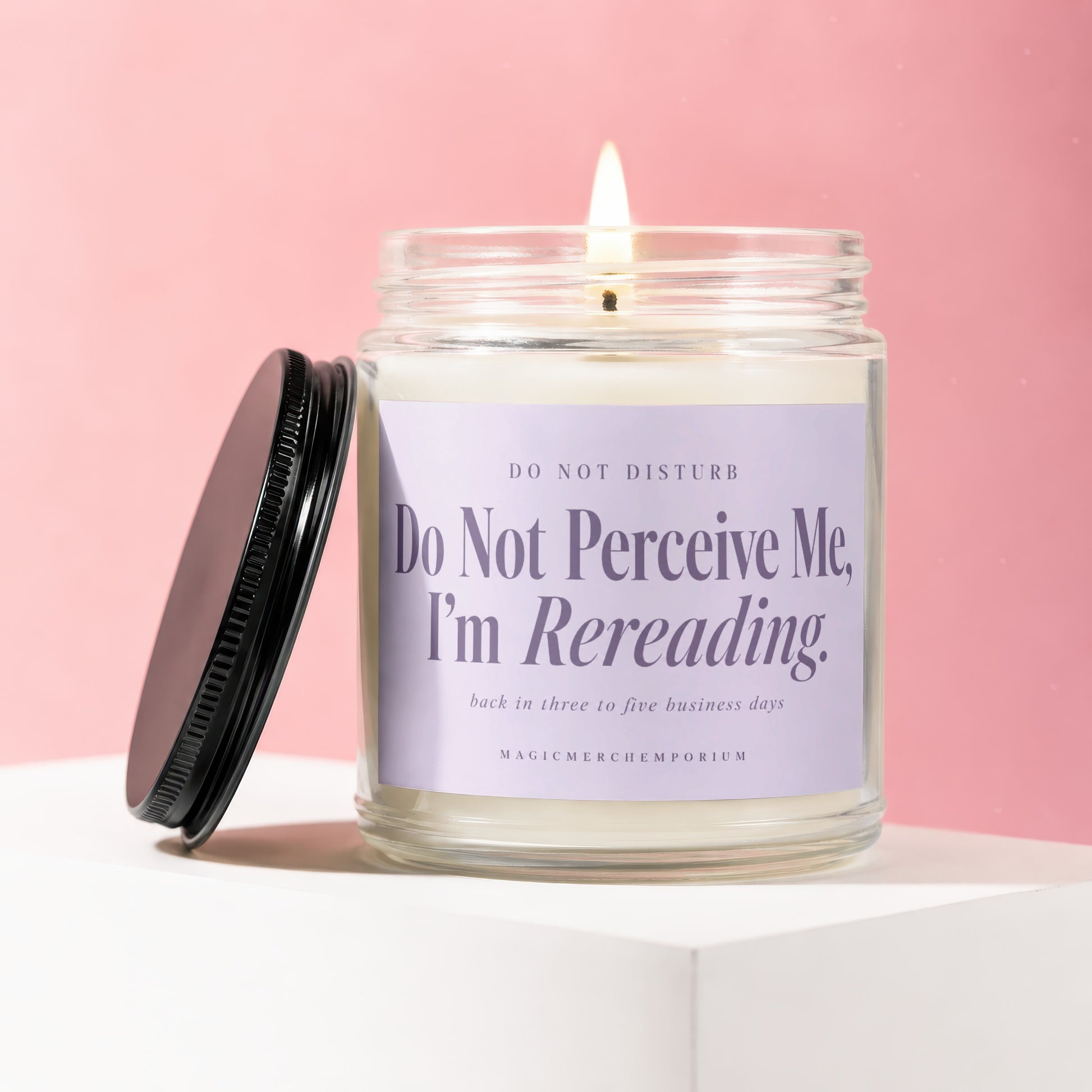 Burning candle with "Do Not Perce