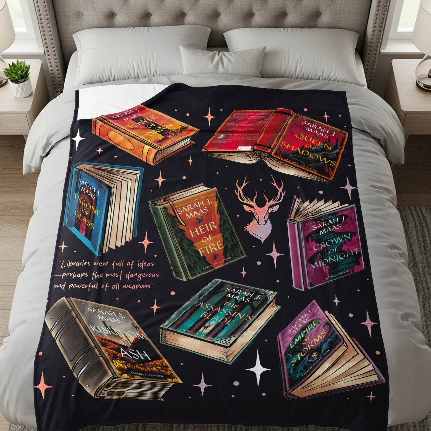 Fantasy Novel Inspired Book Cover Throw Blanket