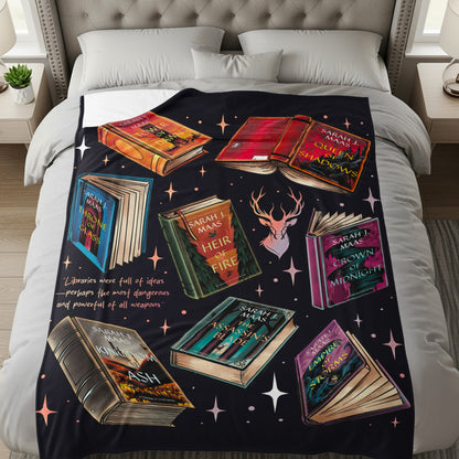 Fantasy Novel Inspired Book Cover Throw Blanket