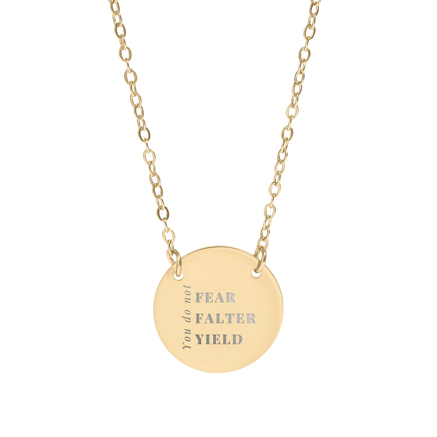 Inspirational Necklace with Fear Falter Yield Quotes