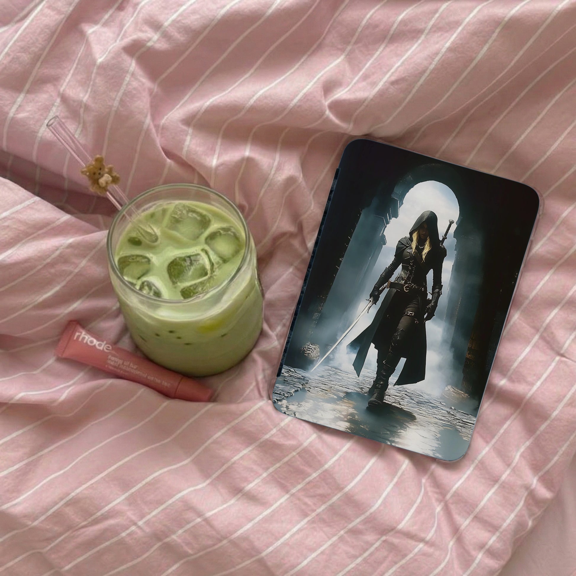 Dark fantasy warrior swords archway mist hero product type