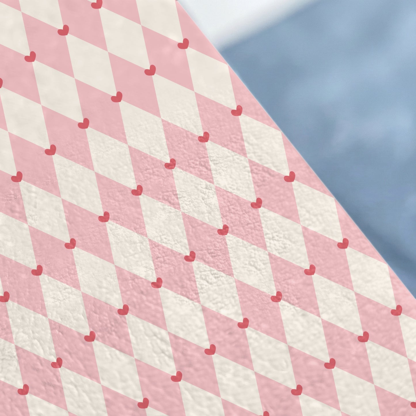 Pink and White Diamond Pattern with Small Hearts product