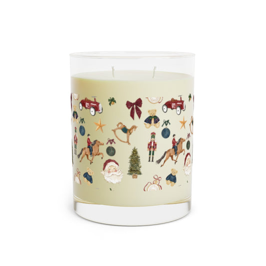 Festive Holiday Candle with Seasonal Decorations
